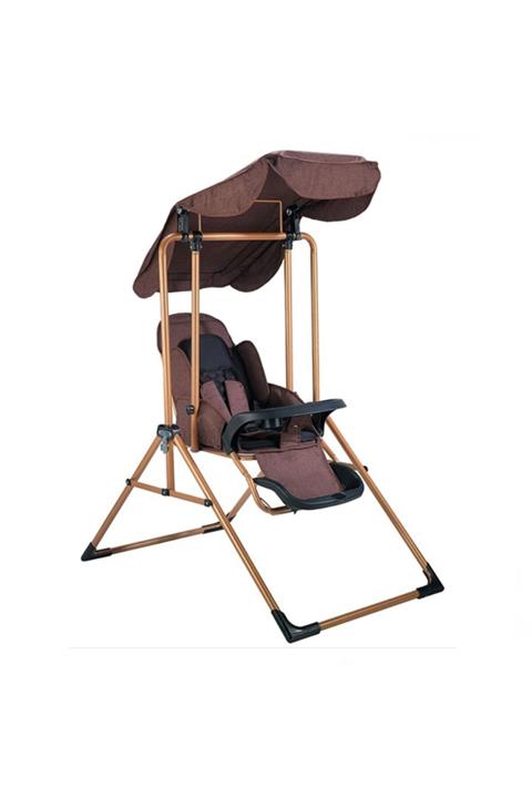 BabyHope Yılın Ilk Fırsatları - 804 Lüks Yatarlı Salıncak Kırçıllı Kahve - ™ Beyaz At®
