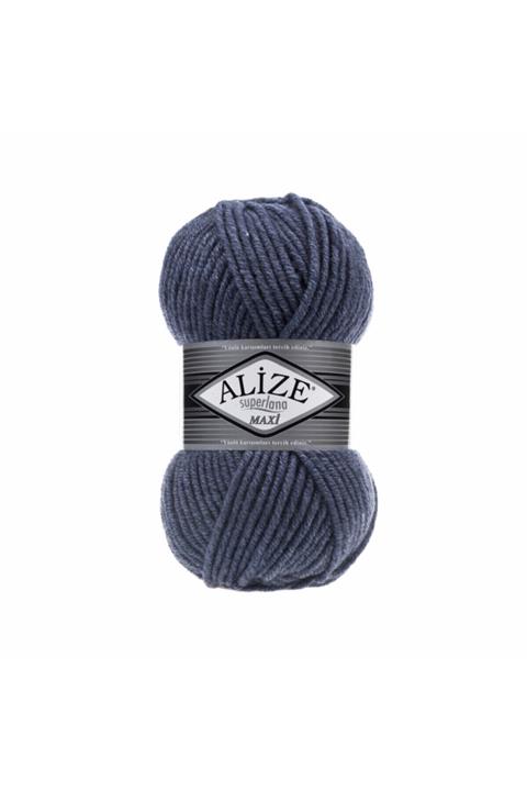 Alize Süperlana Maxi Kalın El Örgü Ipi 203 Denim Melanj