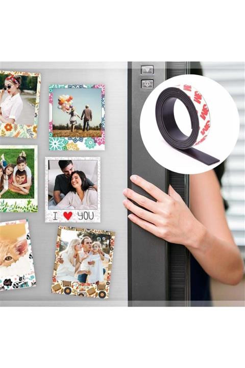 Trend Hediyelik Yapışkanlı Şerit Mıknatıs Magnet Kes Kullan Güçlü Sağlam Rulo Çıkarılması Kolay Siyah 2cm X 1 Mt