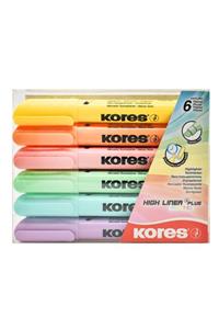 kores Fosforlu Kalem Marking Highlighter 6'lı Set Pastel Renkler