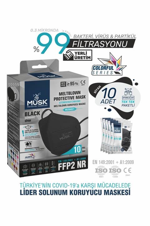 Musk Ffp2 Maske Siyah 10 Adet