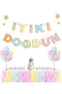 Big Party Iyi Ki Doğdun Varak Baskılı Makaron Banner