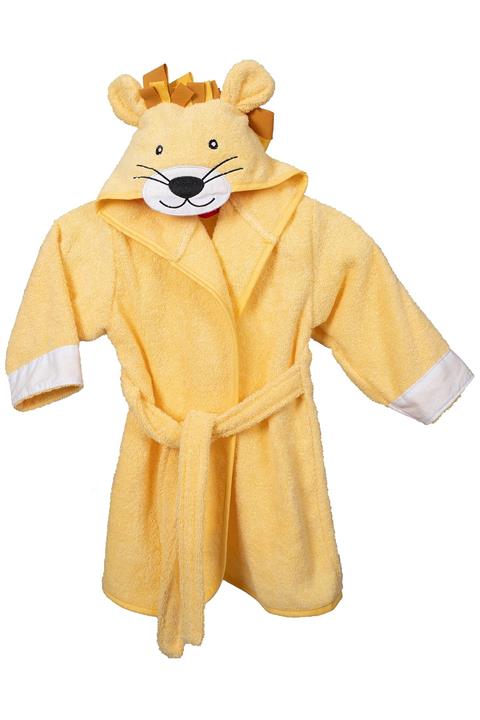 ELY PARKER Kapşonlu Çocuk Bornoz % 100 Pamuklu Sarı