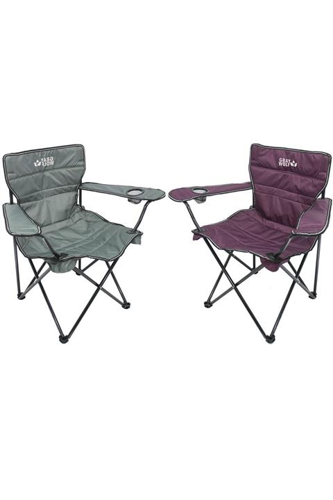 GRAY WOLF Quatro Katlanır Lüks Kamp Sandalyesi - 2 Adet (vişne - Çağla)