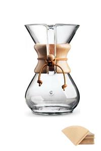 krommet Epinox Chemex Cam Kahve Demleme Ekipmanı 400 Ml (2 Cup) + 100 Adet Kahve Filtresi