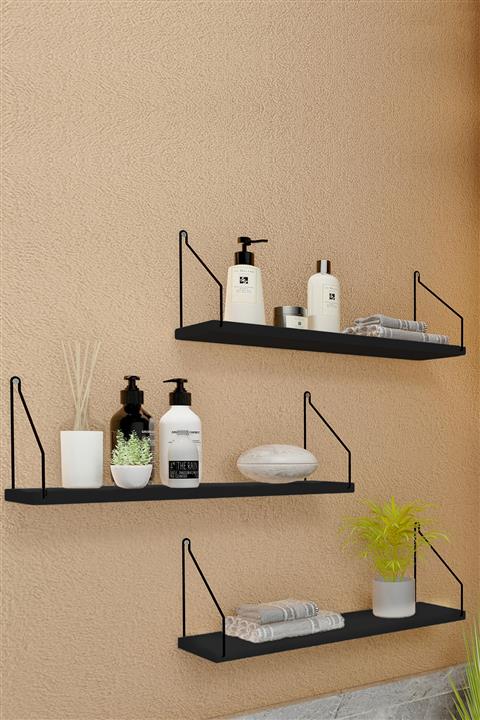 Roomie Home Duvar Rafı Kitaplık Mutfak Banyo Yaşam Alanı 3 'lü Set 15 X 55 Cm
