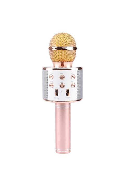 Ehr. Kablosuz Bluetooth Ios Ve Android Uyumlu Kareoke Mikrofon - Pembe