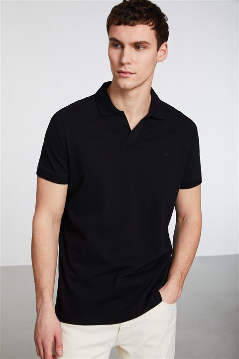 GRIMELANGE JUSTIN Erkek Siyah Triko Yaka Polo Tshirt