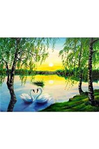 Hobigun Elmas Mozaik Tablo Diamond Painting Kit Puzzle 50x40 - Kuğuların Aşkı