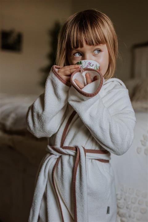 antebies Gülkurusu Biyeli Kapüşonlu Bornoz