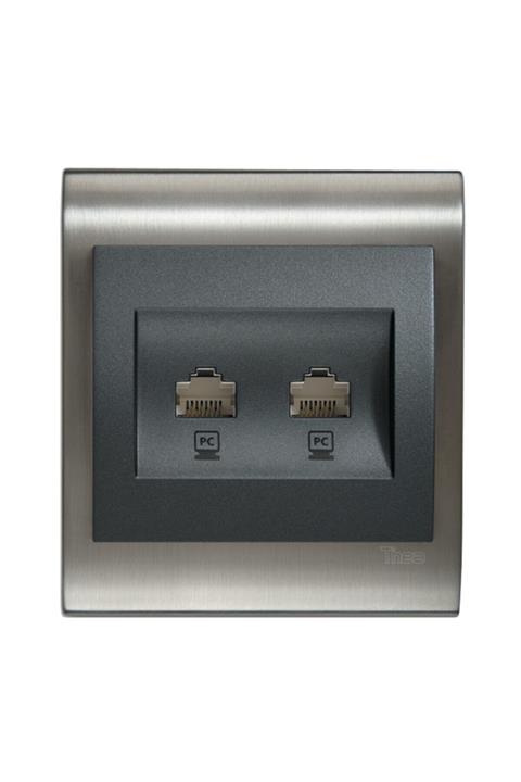 VİKO Thea Blu Ikili Data Prizi/tüm Renkler - Chrome Mat - Beyaz