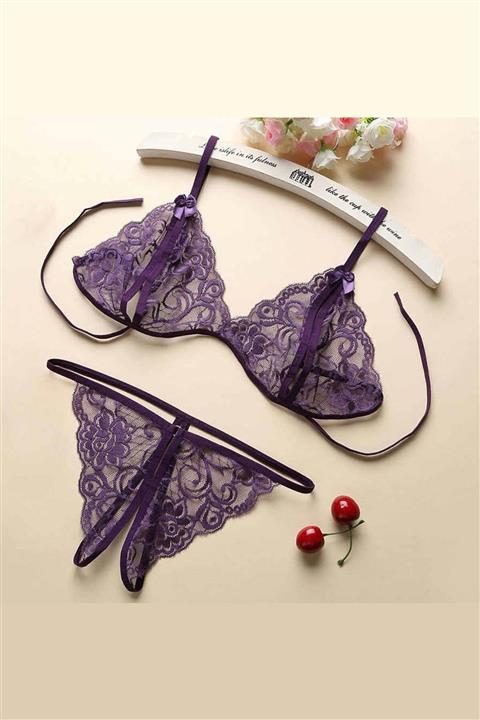Imoda Kadın Mor Dantel Sütyen Takımı
