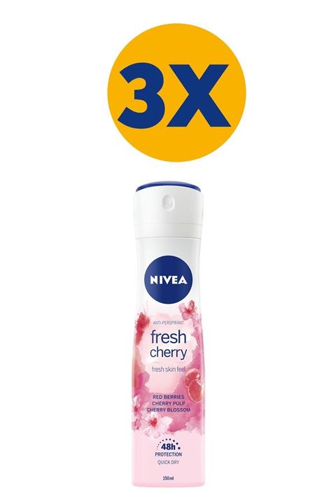 Nivea Fresh Cherry Kadın Sprey Deodorant 150 ml X3