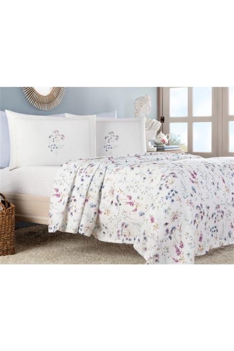 Madame Coco Fantina Tek Kişilik Baskılı Pike Takımı - Mürdüm