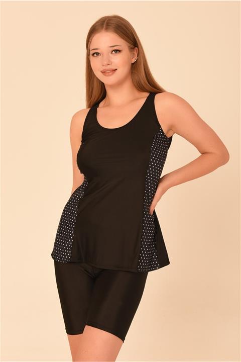 AQUAVİVA Kadın Puantiyeli Büyük Beden Şortlu Tankini