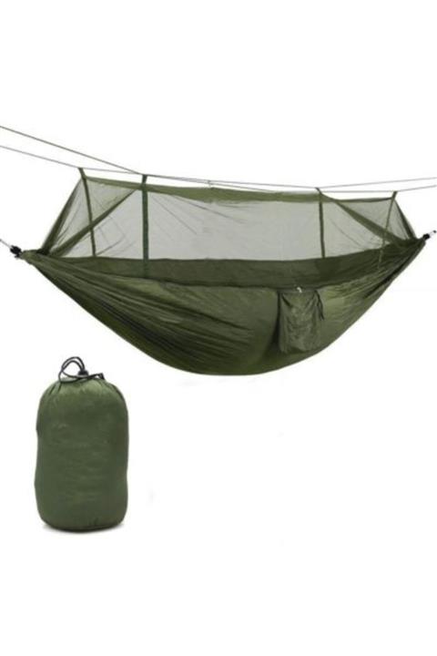 EARABUL Dayanıklı Paraşüt Kumaş Kendinden Çantalı Cibinlikli Kamp Hamağı - Cibinlik Katlanabilir Kamp Hamak