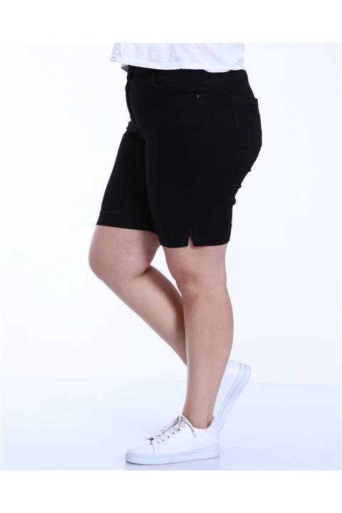 HaiModa Kadın Büyük Beden Kot Şort Siyah