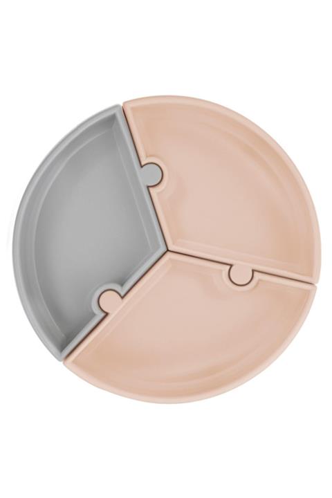 Oioi Puzzle Vakum Tabanlı Silikon Tabak Beige