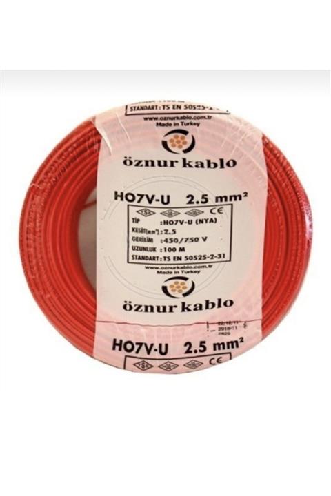 öznur kablo Öznur 2,5 Luk Nya Kablo Tek Damar 100 Mt Kırmızı