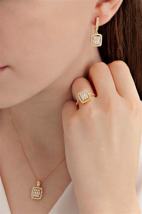 Molenga Gümüş Baget Taşlı Set