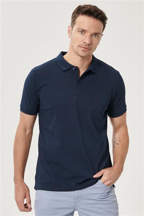 ALTINYILDIZ CLASSICS Erkek LACI-LACI Düğmeli Polo Yaka Cepsiz Slim Fit Dar Kesim Düz Tişört