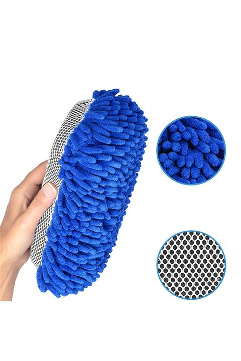 GARDENAUTO Mavi Renk Microfiber Püsküllü Araba Yıkama Süngeri