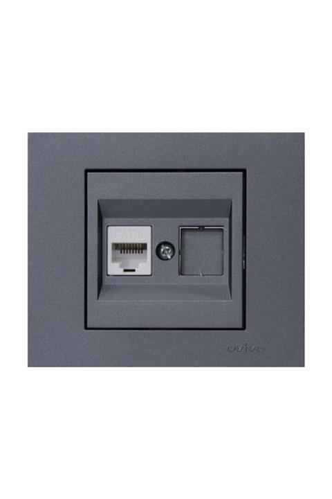 OVİVO Grano Füme Cat3 Numeris Telefon Prizi