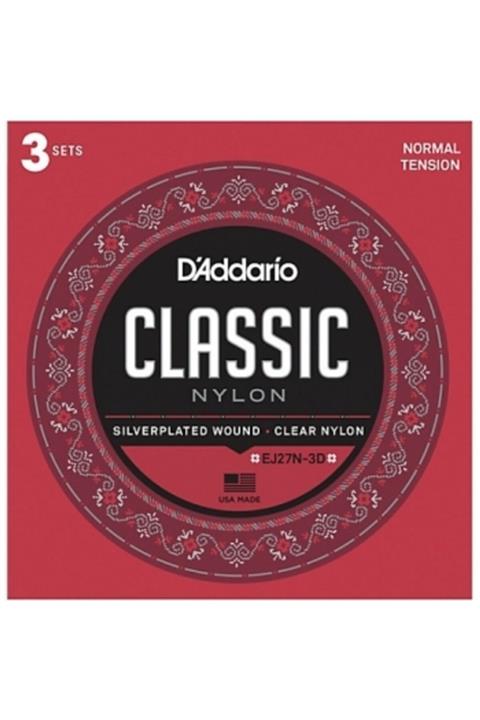 Daddario Daddarıo Klasik Gitar Tel Seti Ej27n (4/4), Sılverplated Wound, C (normal Tension) (3'lü Paket)