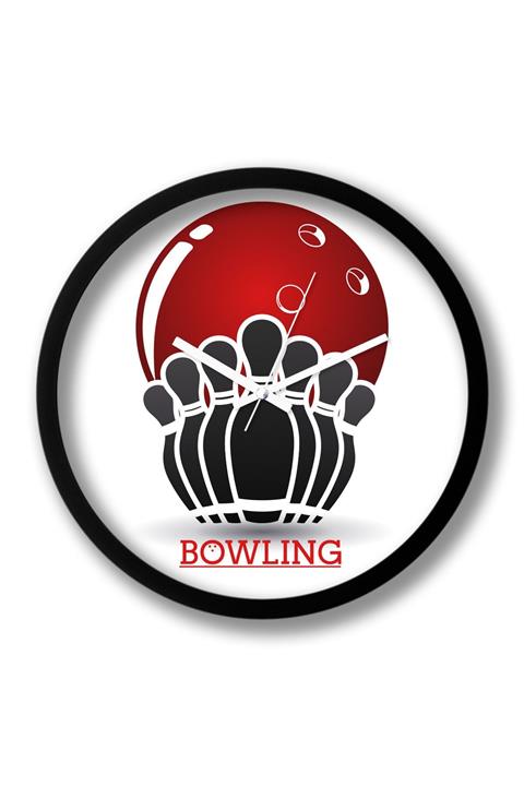 Mespho Bowling Topu Ve Labutlar Tasarım Duvar Saati