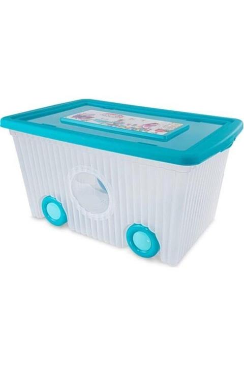 Flora Tekerlekli Oyuncak Kutusu 60 Lt Mavi