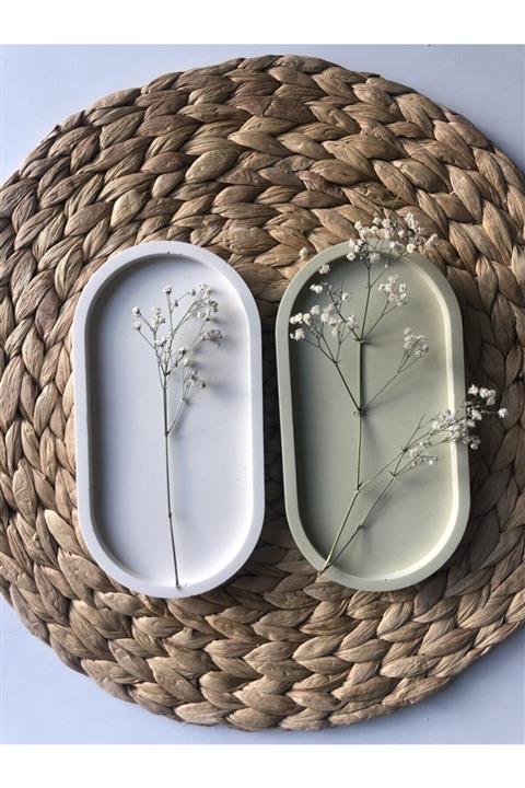 TOSKA HOME 2'li Dekoratif Oval Set Terrazo Mum Ve Saksı Altlığı Takı Tabağı Mum Tabağı Mumluk Organizer