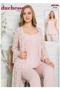 Duchesse Sabahlık Pijama Takım Pudra 3016