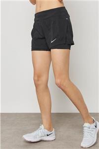 Nike Eclipse Flex 2 In 1 Running Shorts Buhar Bariyerli Cepli Siyah Koşu Şortu