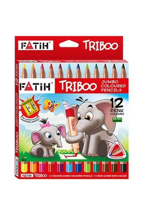 Şahinler Fatih 12'li Triboo Natural Jumbo Tam Boy Kalemtraşlı Kuruboya