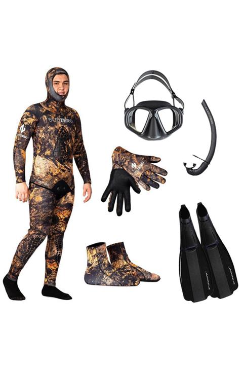 Subzero Falcon 6 Parça Kamuflaj Zıpkınla Serbest Dalış Seti