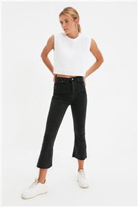 TRENDYOLMİLLA Antrasit Paçası Kesikli Yüksek Bel Crop Flare Jeans TWOAW21JE0159