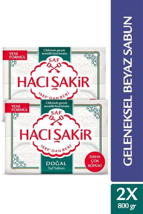 Hacı Şakir Doğal Saf Geleneksel Beyaz Sabun 4x200 Gr X 2 Adet