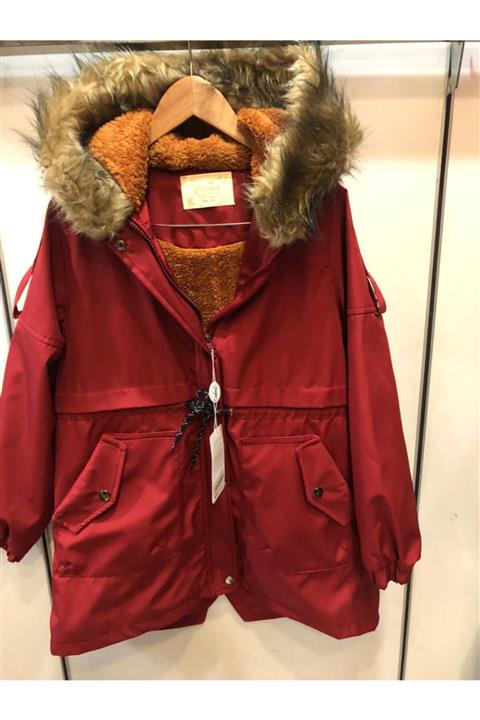 Bella Kız Çocuk Bordo Kaban