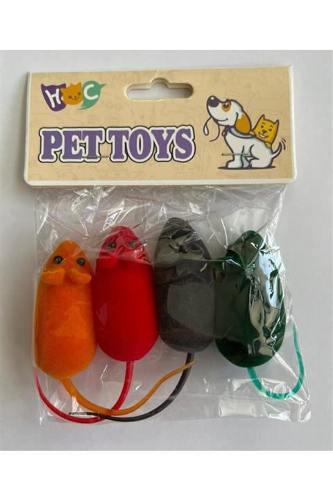 CCA Kedi Oyuncak 4 Lü Renkli Öten Fare