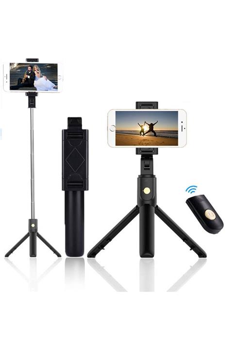 Kafe ss Sweet Smile Iphone 11 Cep Telefonu Uyumlu Bluetooth Kumandalı Selfie Çubuğu Tripod Tutucu