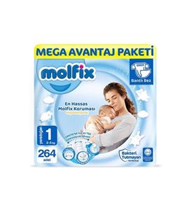 Molfix Bebek Bezi 1 Beden Yenidoğan Mega Avantaj Paketi 264 Adet