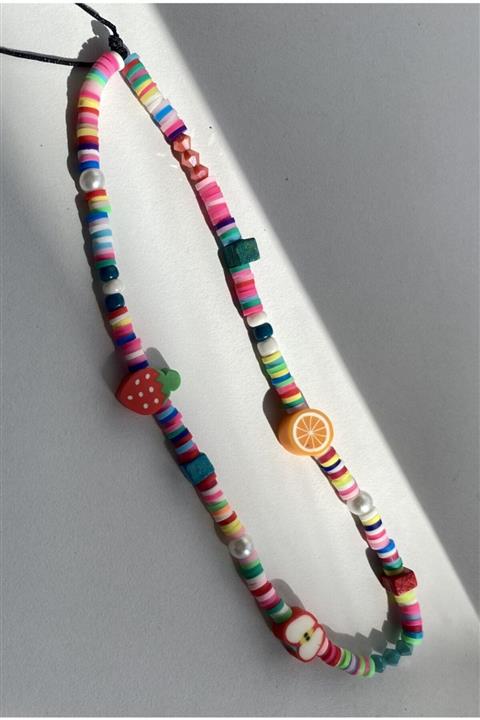 Oliva Nero Renkli Meyveli El Yapımı Telefon Charmı, Telefon Askısı Fimo Inci