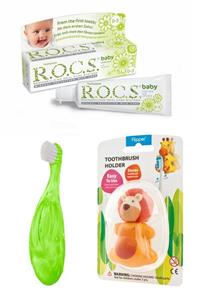 R.O.C.S. Baby Komple Ağız Bakım Seti - Bebek Diş Macunu + Bebek Diş Fırçası + Flipper Aslan Saklama Kabı