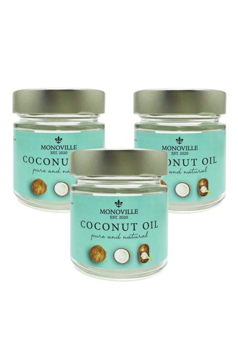 Monoville Soğuk Sıkım Hindistan Cevizi Yağı %100 Saf Ve Doğal 3 X 200 ml