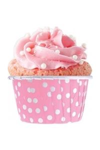 PEMBE MAVİ SÜS Kağıt Muffin Kek Kapsülü Pembe Puantiyeli 25 Li