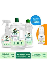 Cif Bebek Yüzey Temizleyici Sprey 500ml + Yüzey Temizleyici 1000 ml + Emzik Ve Biberon Temizleyici 400ml