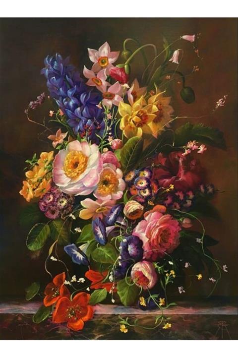 MARCEL SANAT Klasik Çiçekler Elmas Mozaik Tablo 46x61cm