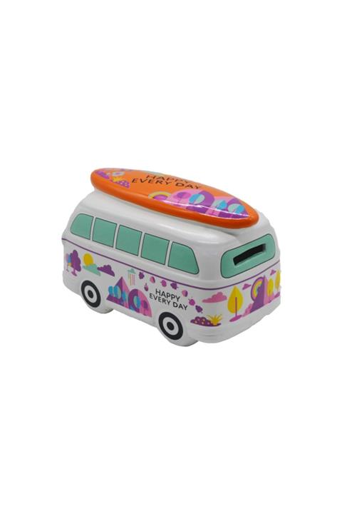 Cansüs Otobüs Şeklinde Porselen Kumbara Turuncu