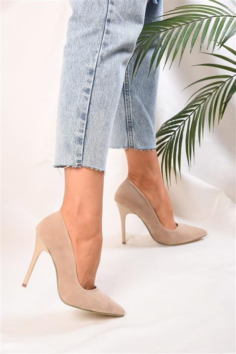 Shoeberry Kadin Ten Süet Klasik Topuklu Stiletto