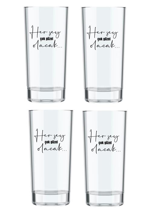 Paşabahçe 4'lü Baskılı Her Şey Güzel Olacak Özel Tasarım Bardak
